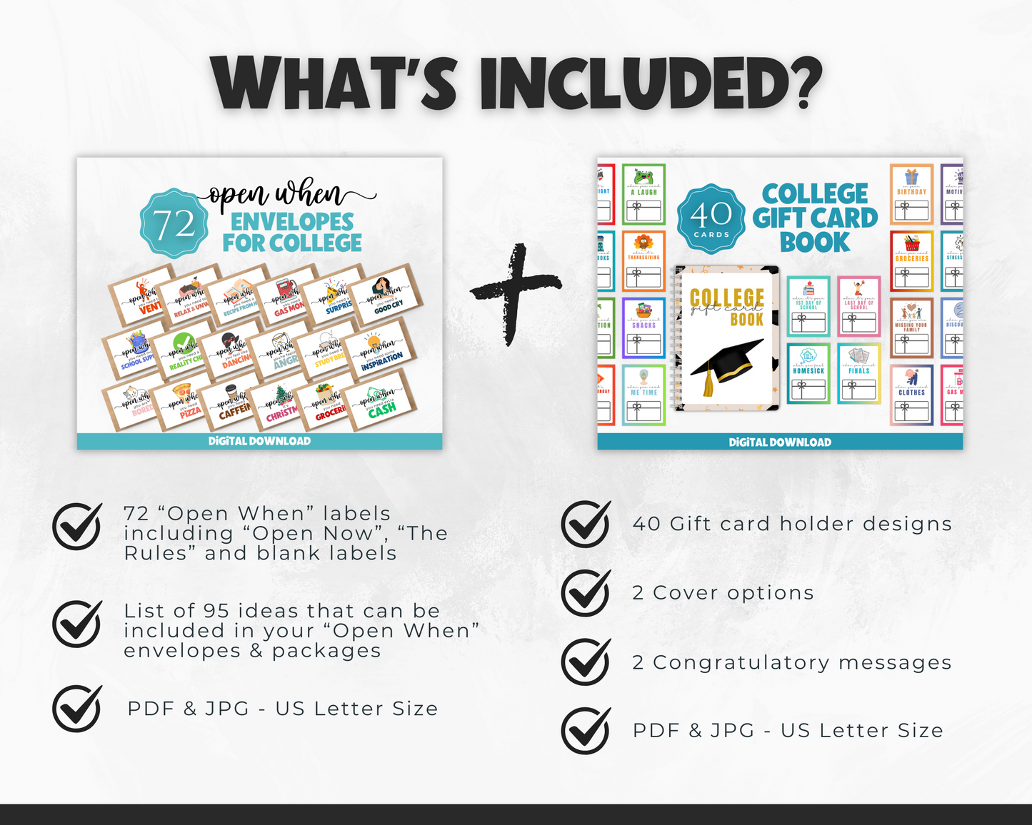 College Bundle - "Open When" Envelopes & Gift Card Book for College Students