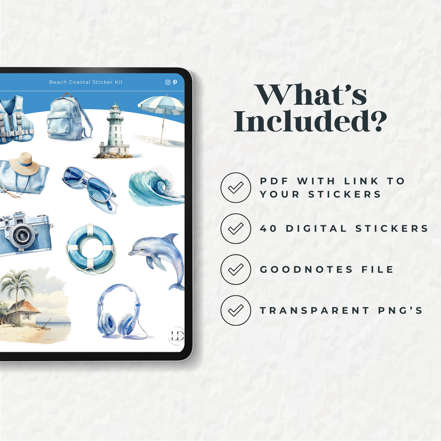 Beach Coastal Digital Sticker Pack