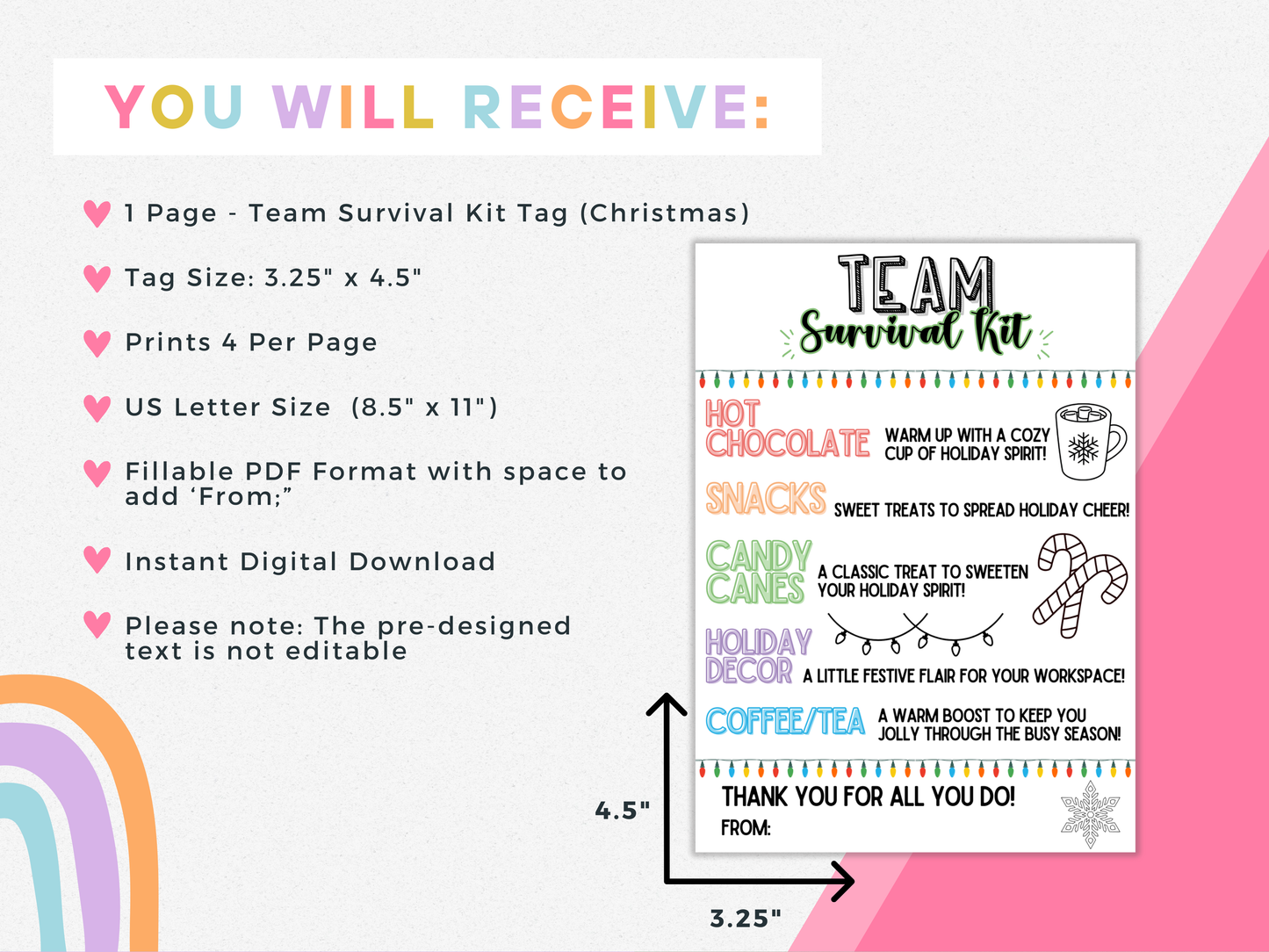 Team Survival Kit Tags (Christmas)