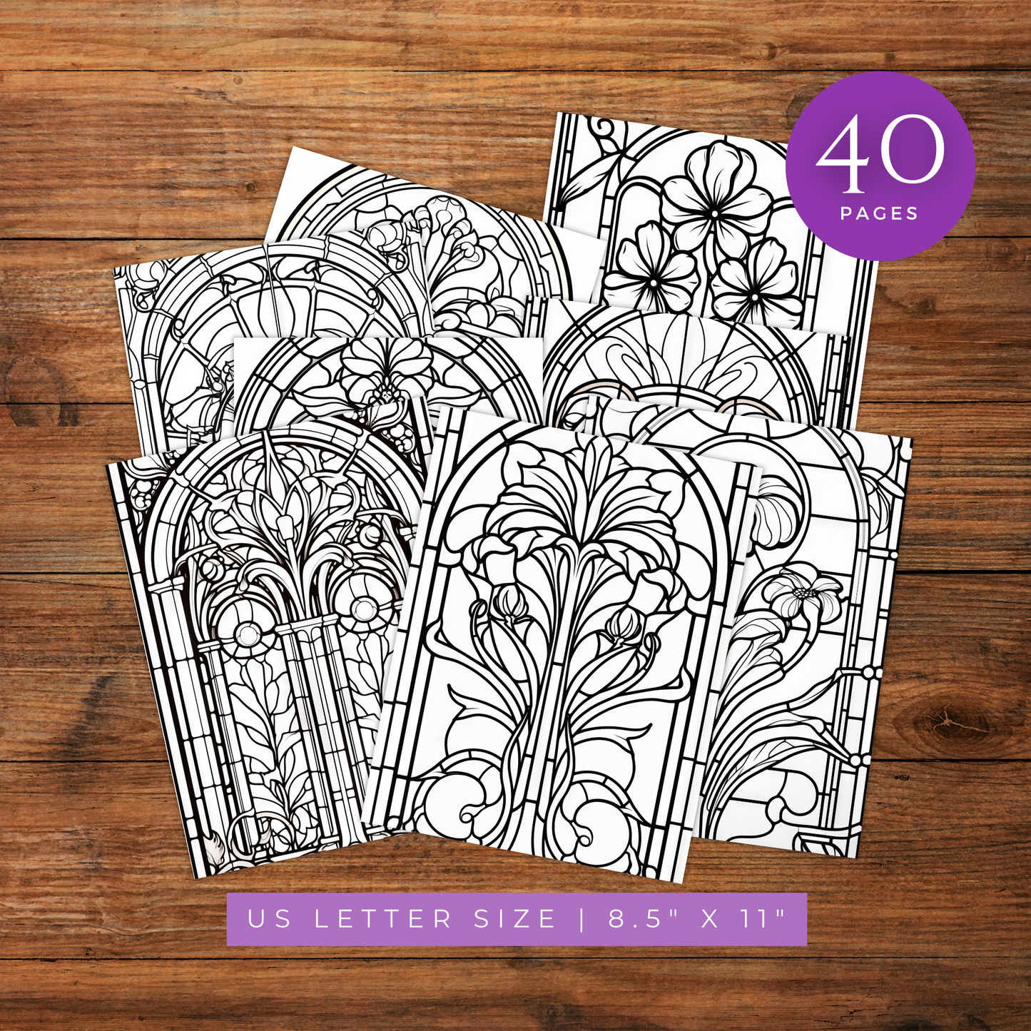 Stained Glass Windows Volume 1 - Coloring Book