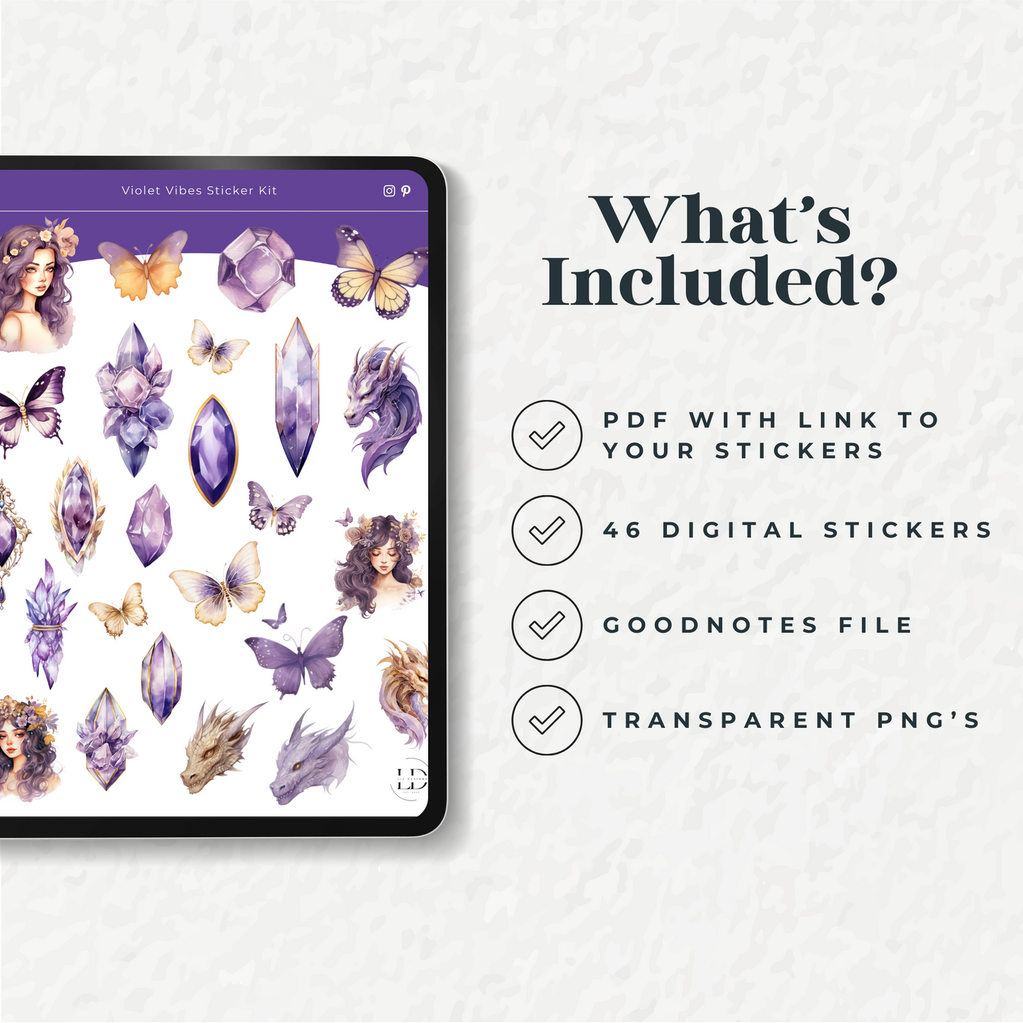 Violet Vibes Digital Sticker Pack