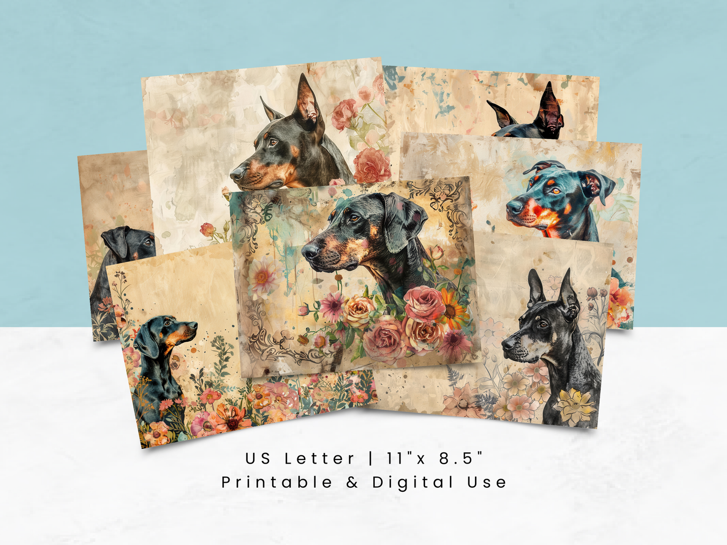 Doberman Pinschers Vol 2 - Junk Journal & Scrapbooking Paper