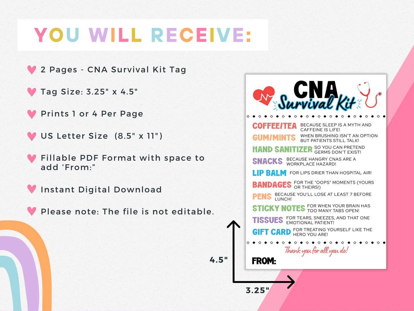 CNA Survival Kit Tags