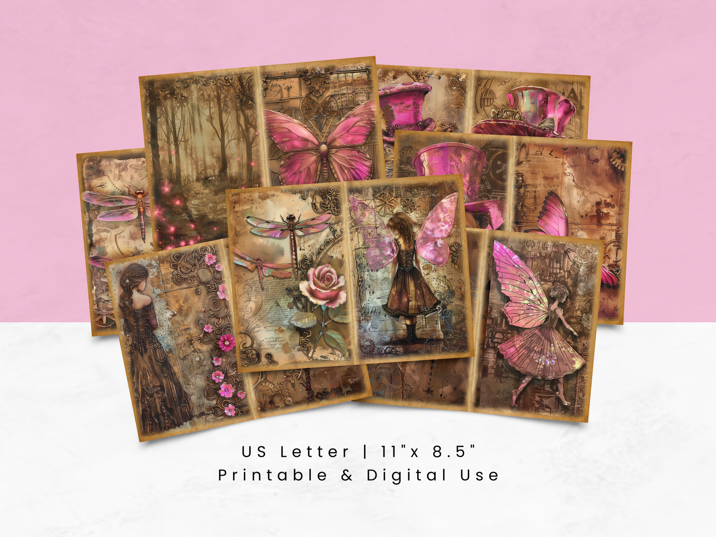 Pink Steampunk - Junk Journal & Scrapbooking Paper