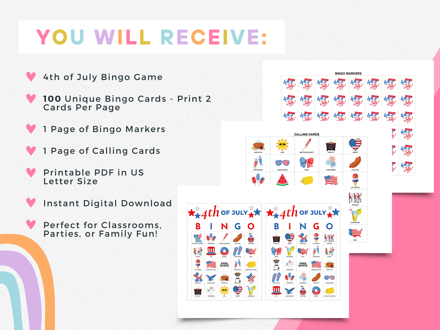 4th of July Bingo Cards