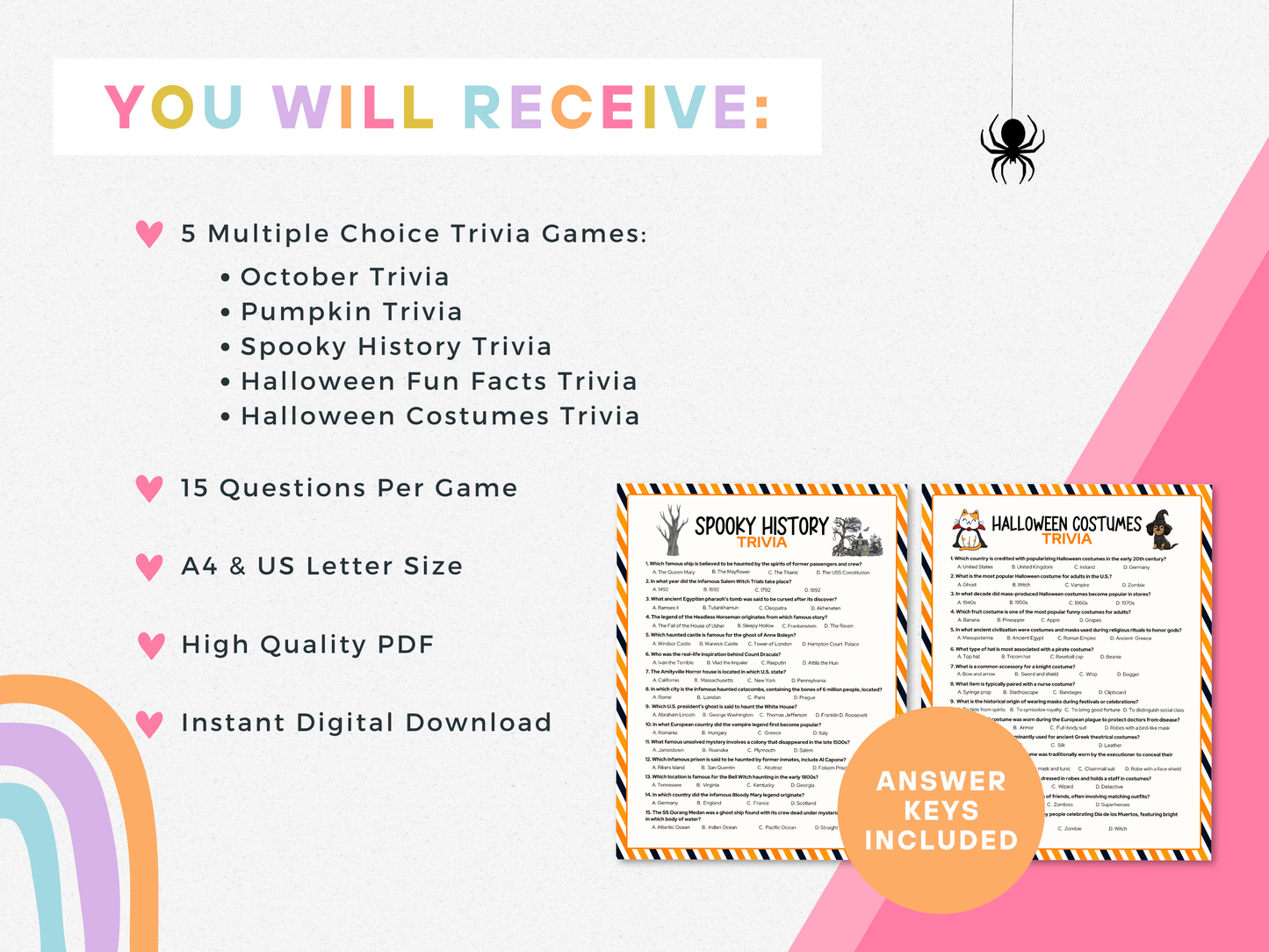 Halloween Trivia Game Bundle (5 Games)