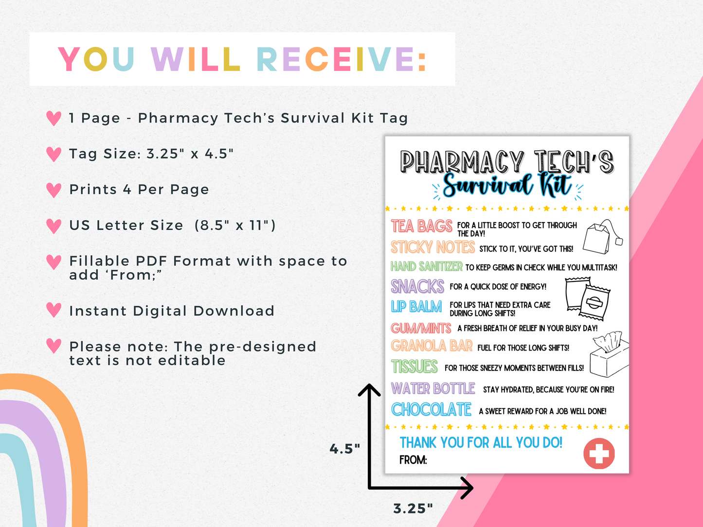 Pharmacy Tech's Survival Kit Tags