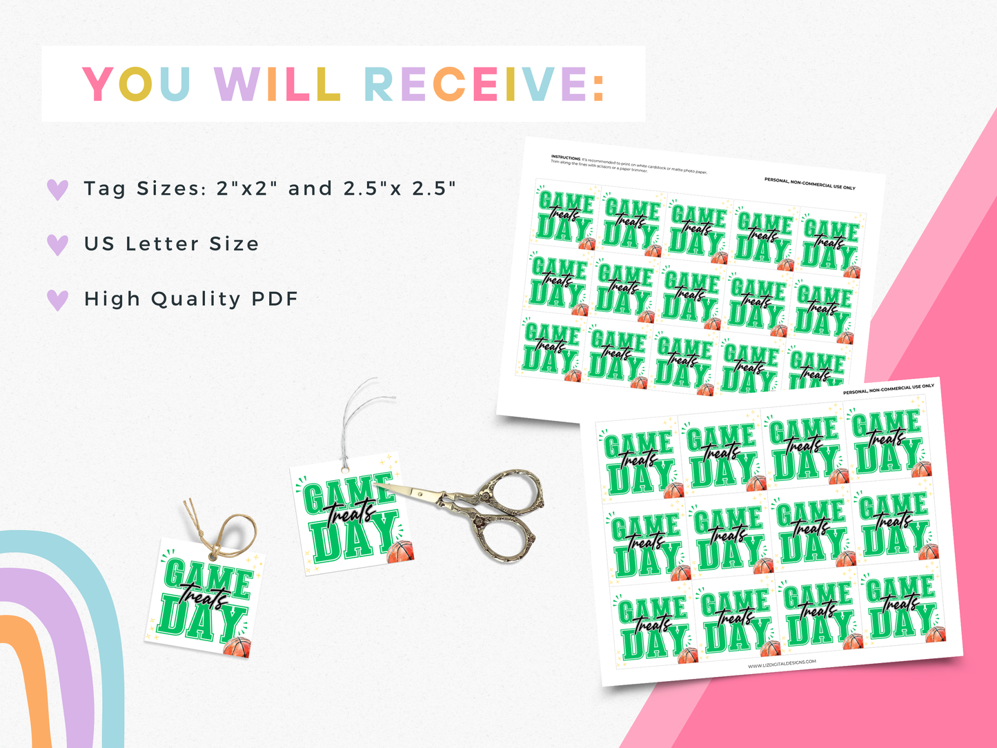 Basketball Game Day Treat Tags