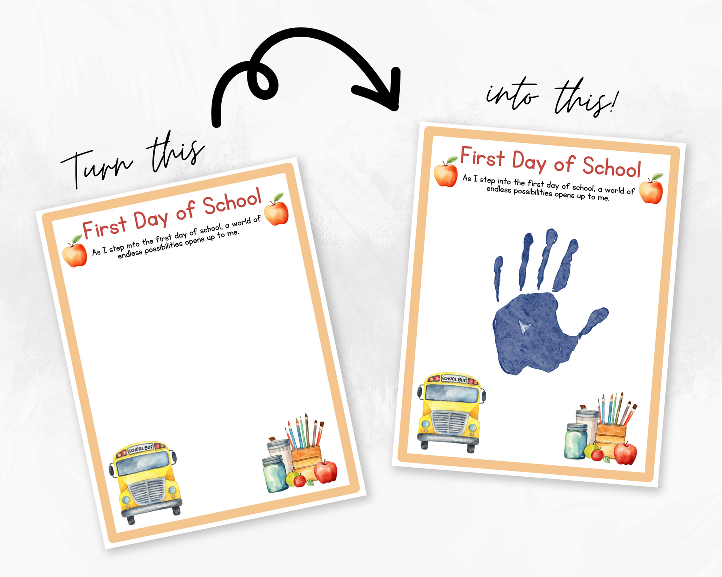 1st Day of School Handprint Art