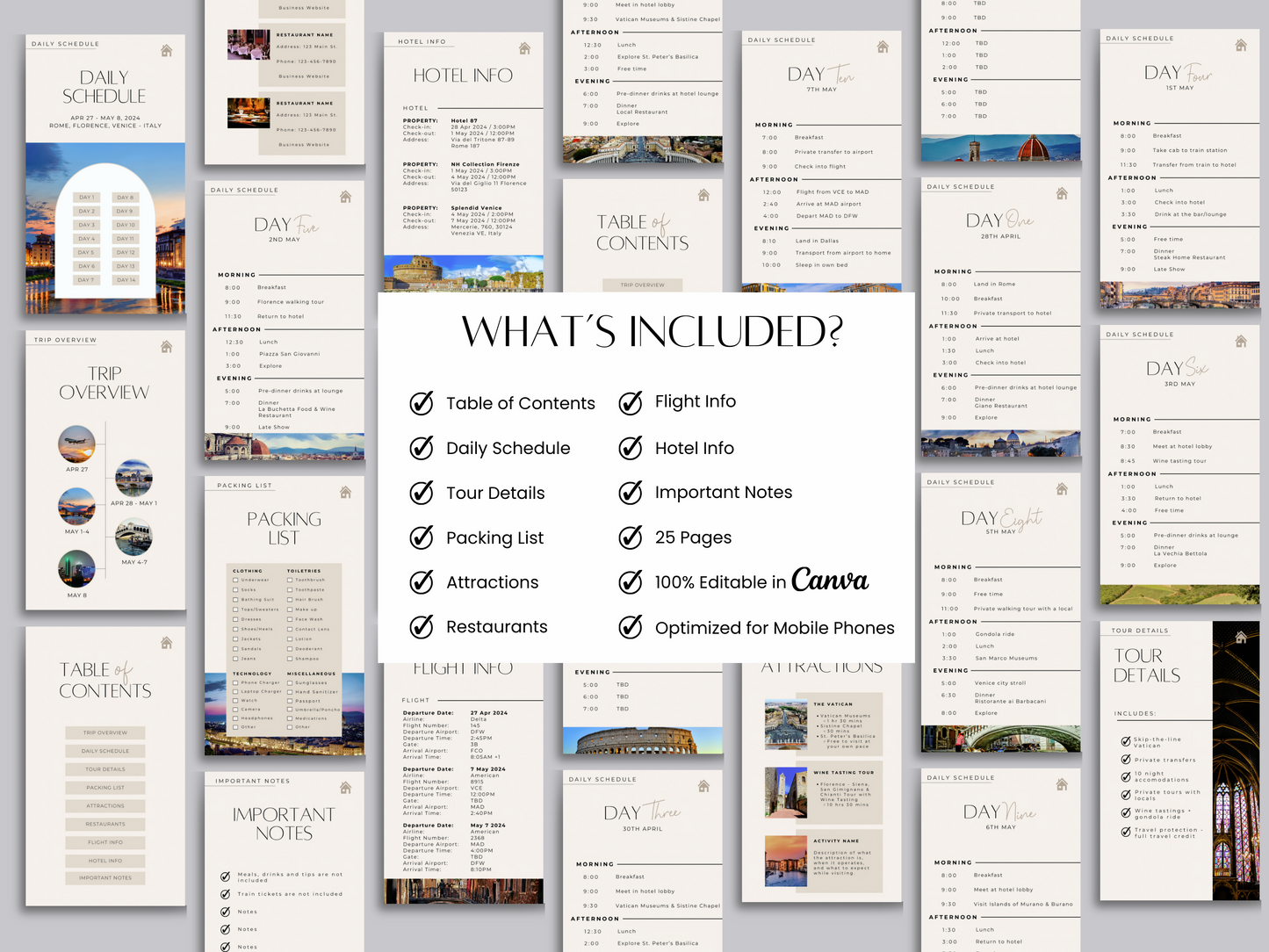 Mobile Travel Planner & Itinerary - Canva Template