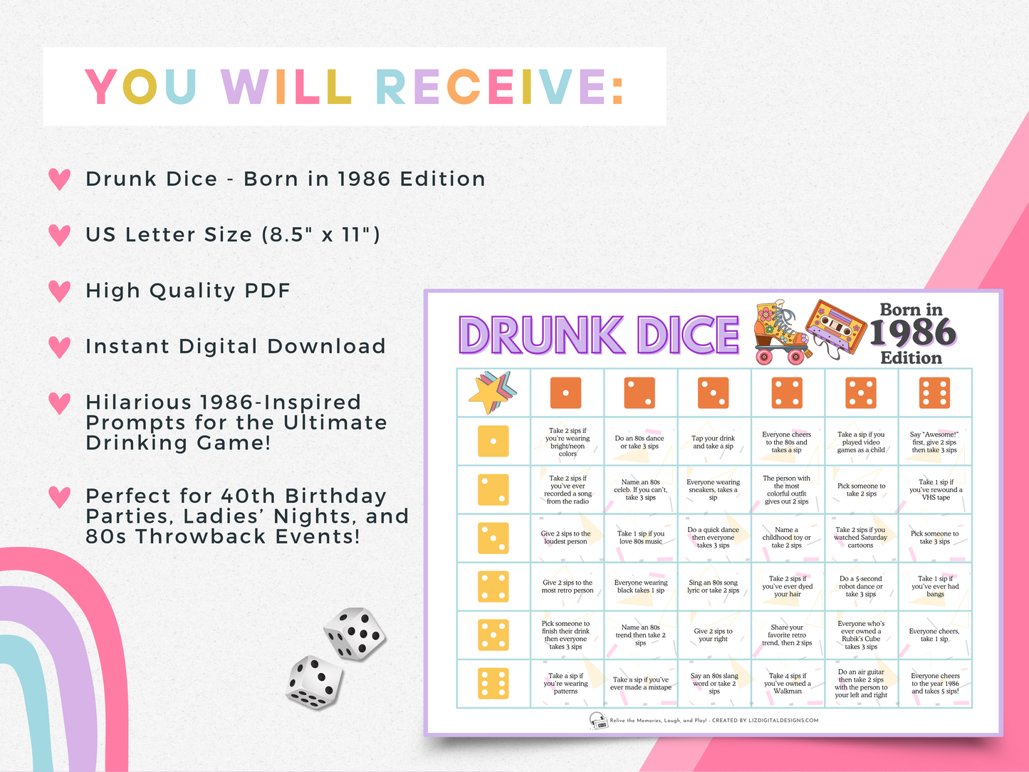 Drunk Dice - Born in 1986 Edition