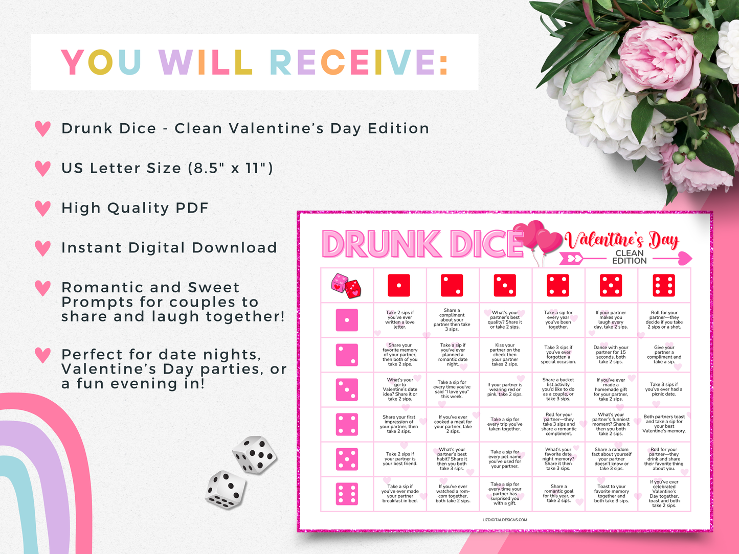 Drunk Dice - Clean Valentine's Day Edition