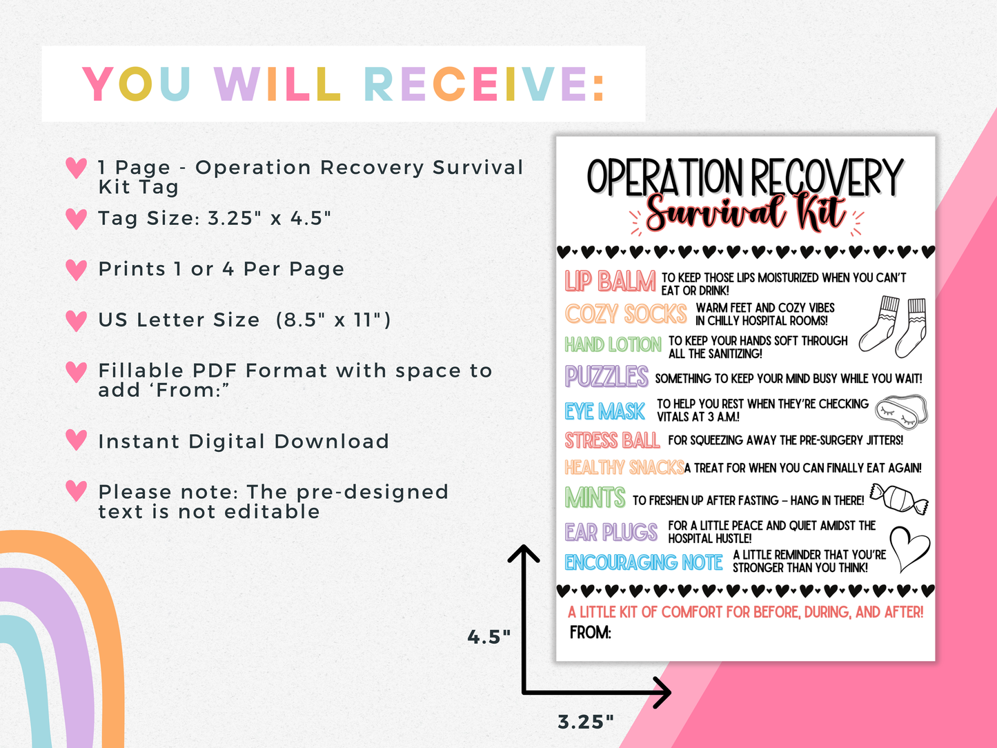 Operation Recovery Survival Kit Tags