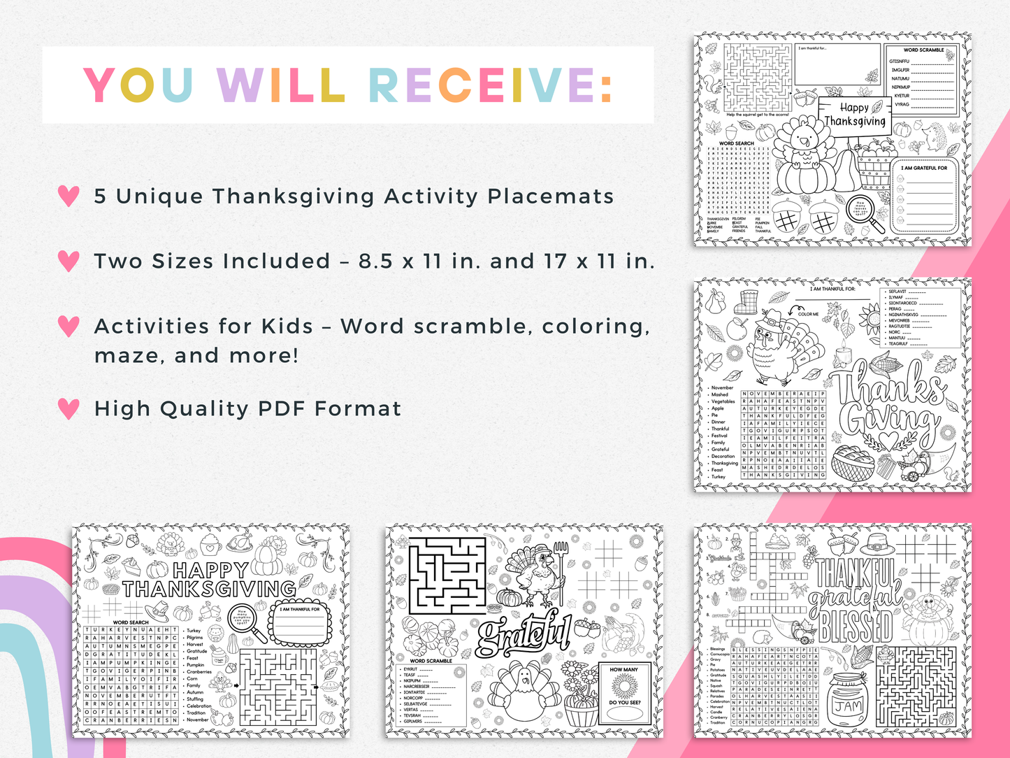 Thanksgiving Activity Placemats