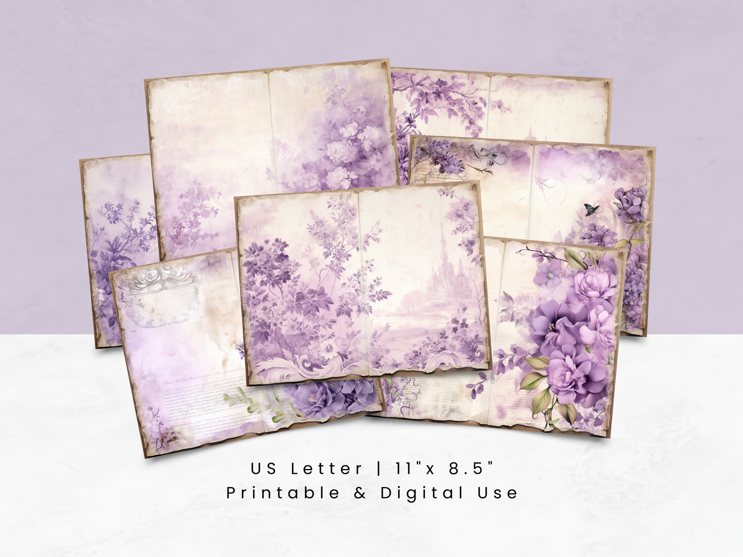 Purple Toile - Junk Journal & Scrapbooking Papers