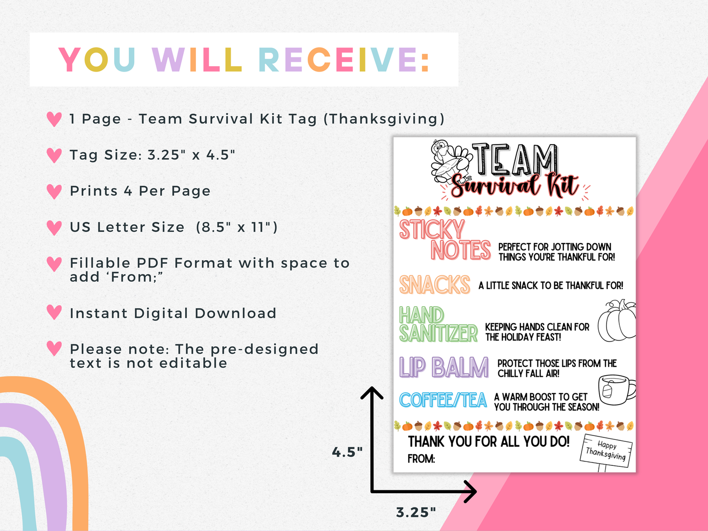 Team Survival Kit Tags (Thanksgiving)