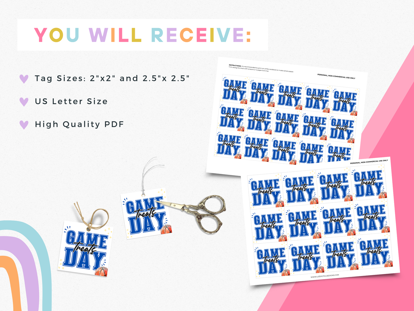 Basketball Game Day Treat Tags