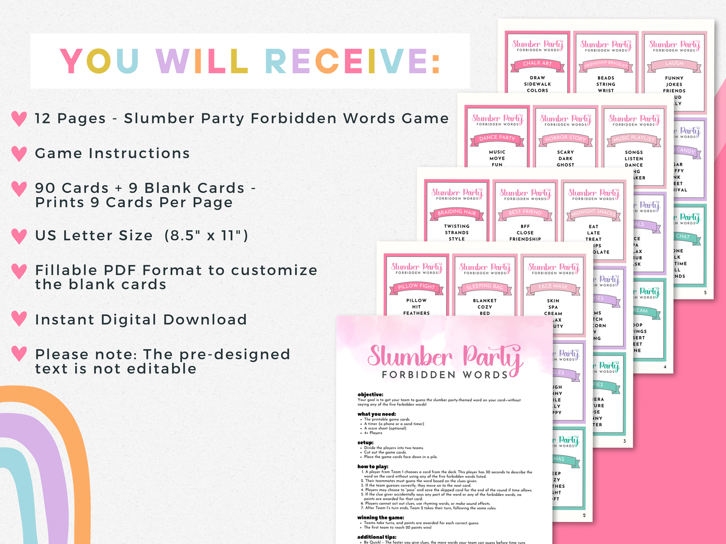 Slumber Party Forbidden Words Game