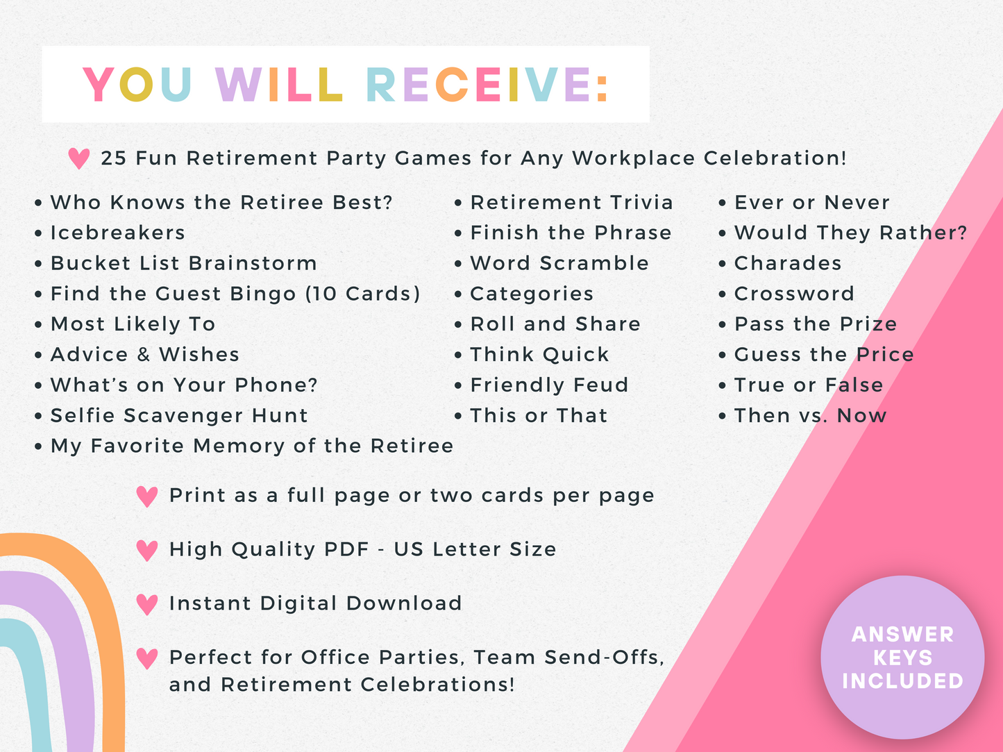 Retirement Party Game Pack (25 Games)