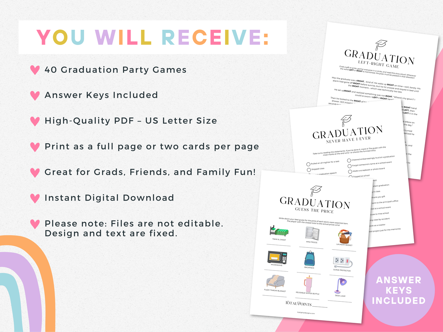 Graduation Party Game Pack