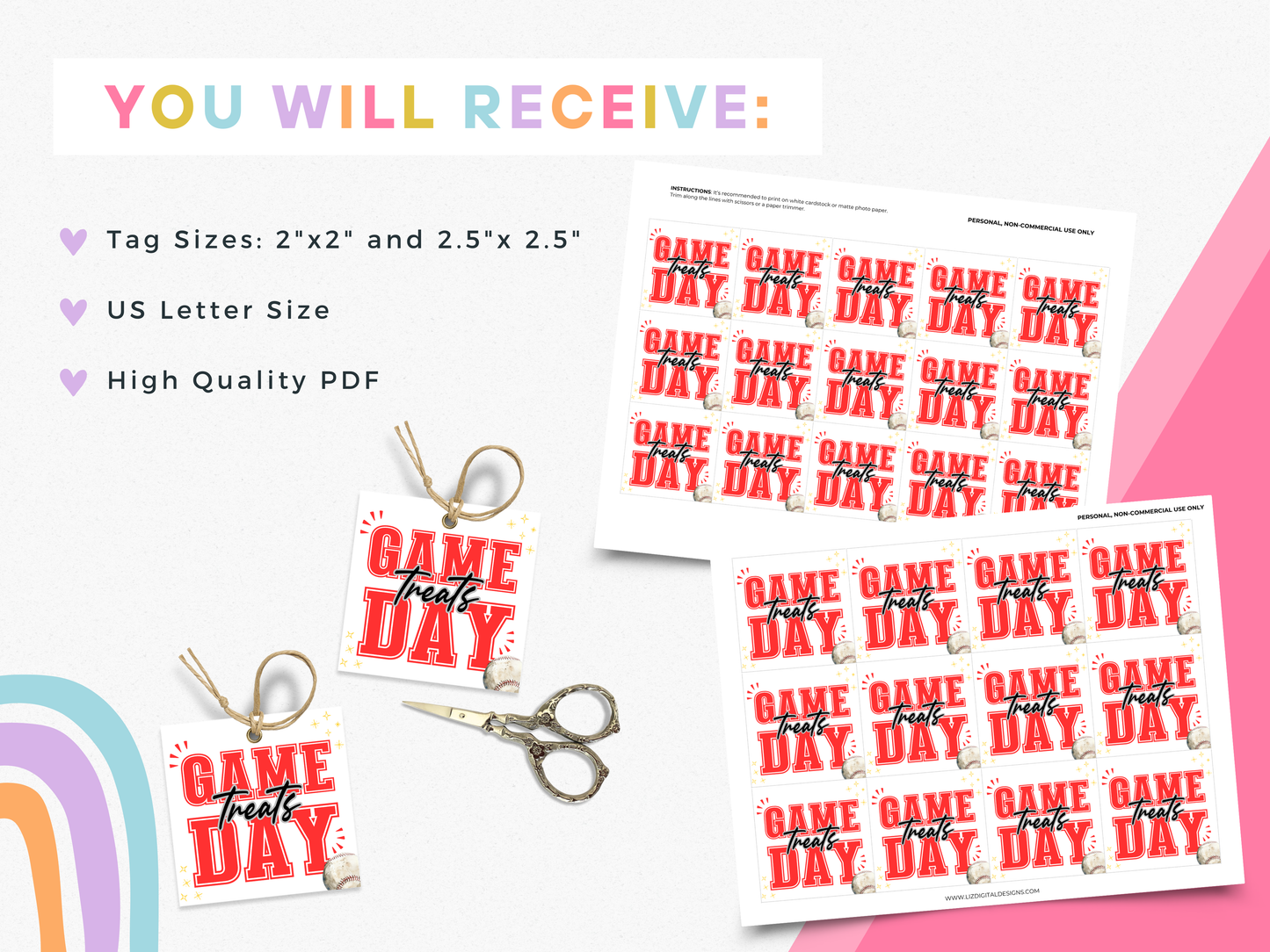 Baseball Game Day Treat Tags