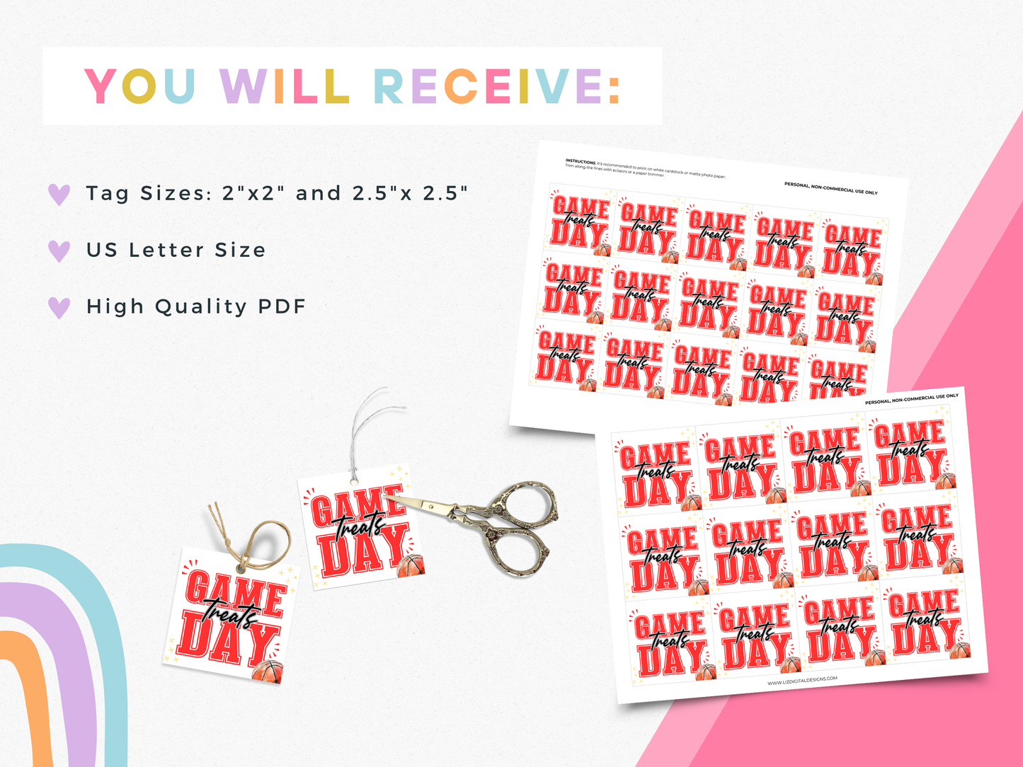 Basketball Game Day Treat Tags