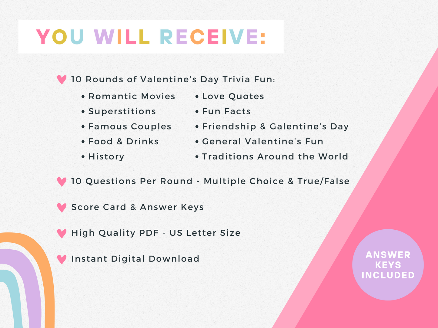 Valentine's Day Trivia Game Bundle