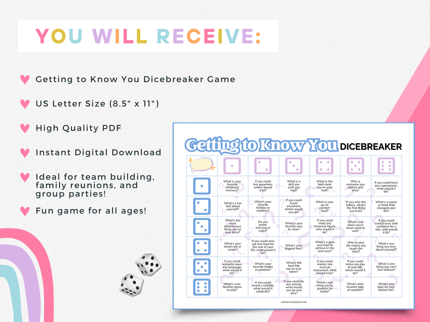Getting to Know You Dicebreaker Game
