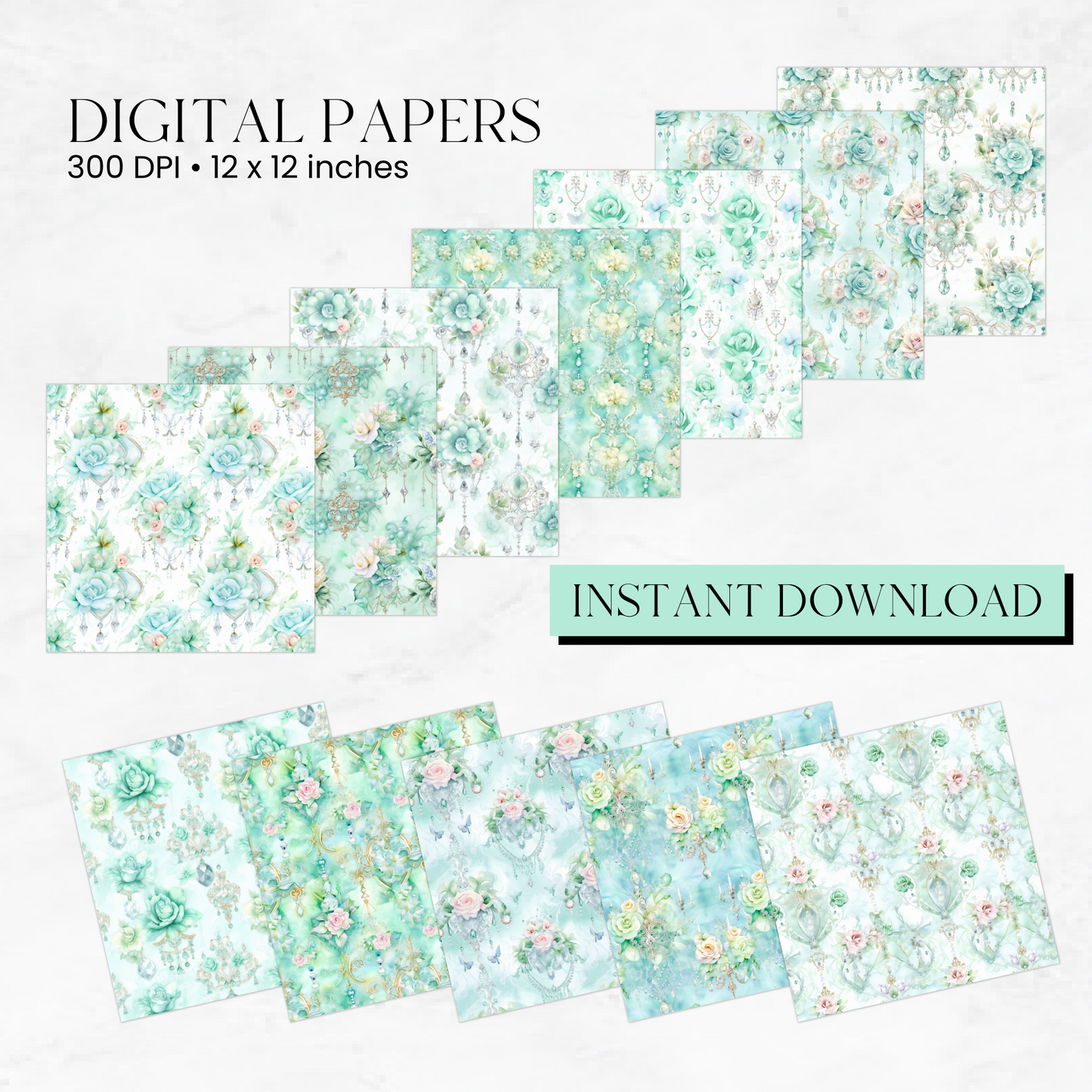 Dreamy Aquamarine Digital Papers