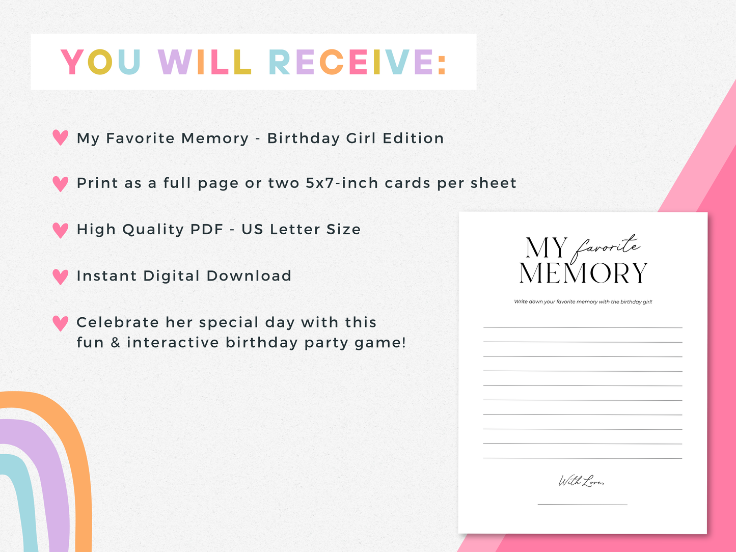 My Favorite Memory - Birthday Party Game