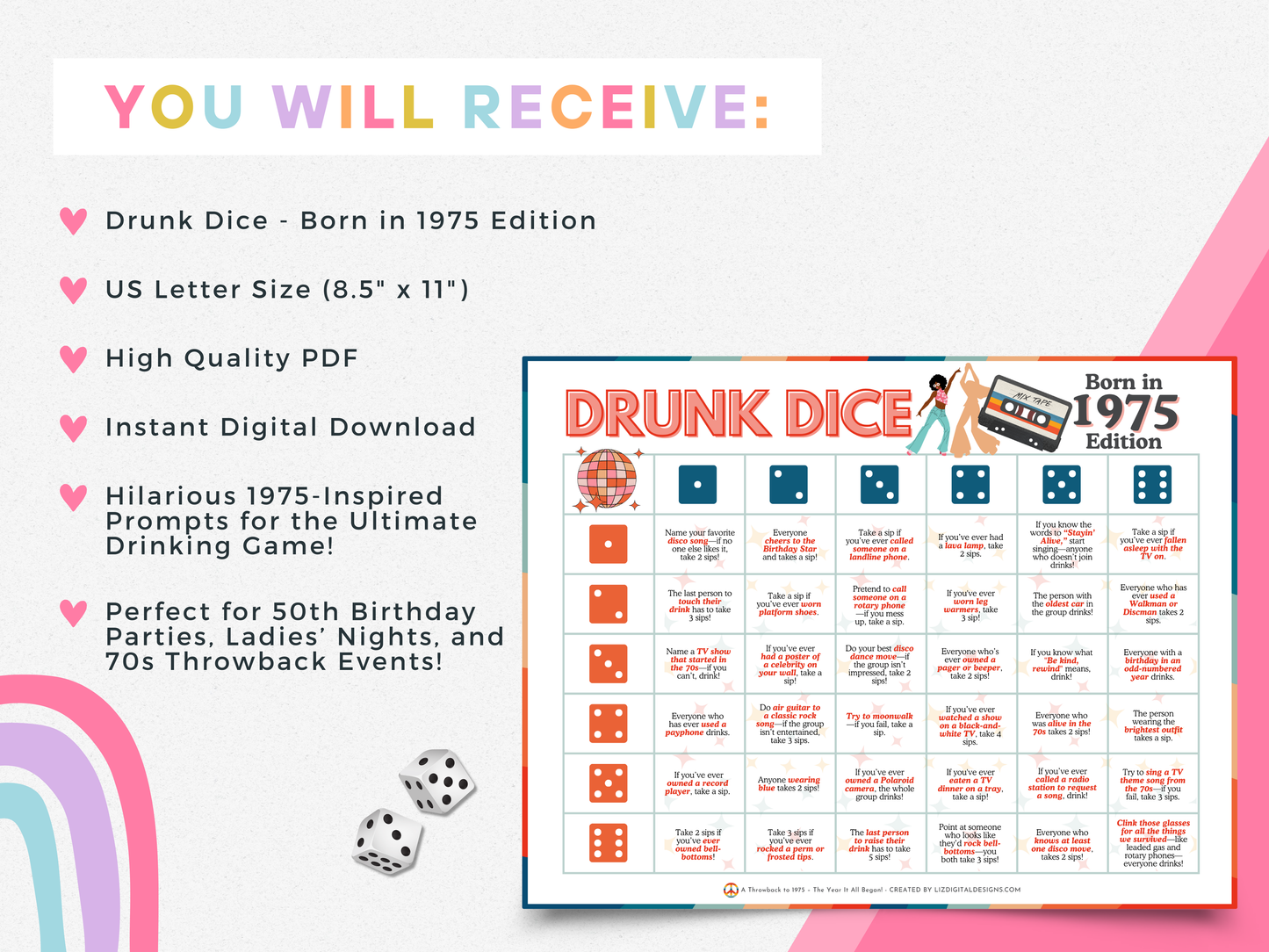 Drunk Dice - Born in 1975 Edition
