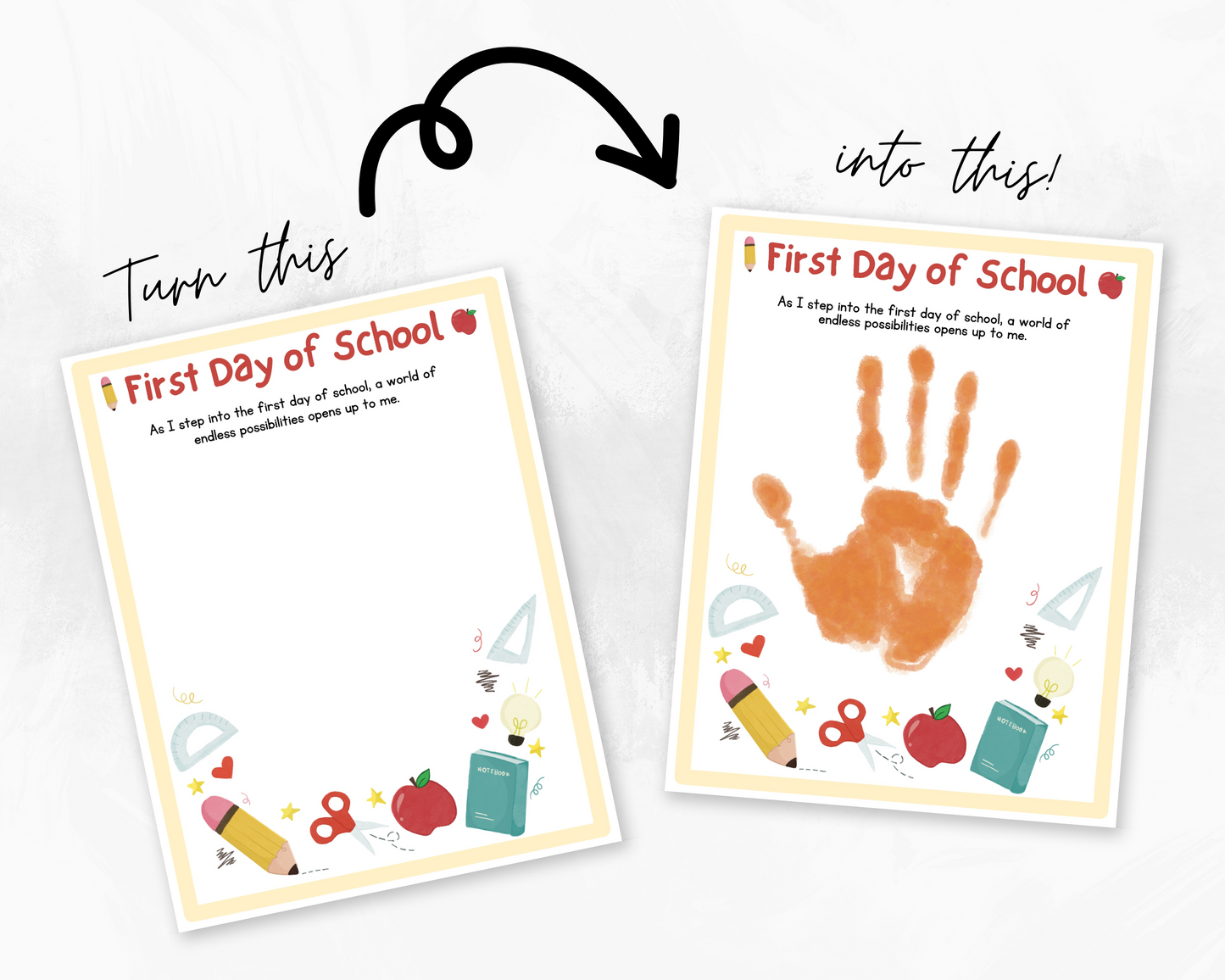 1st Day of School Handprint Art