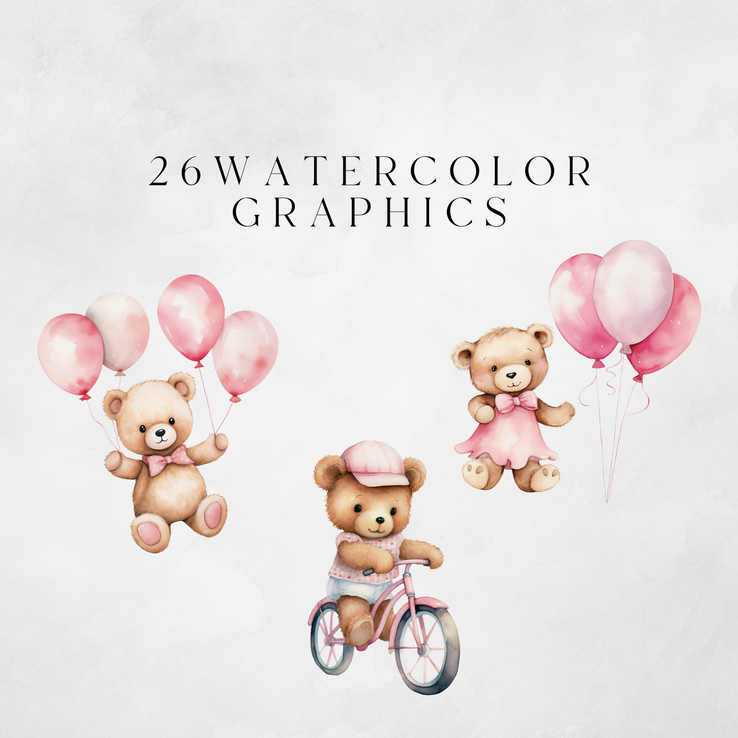 Pink Baby Bear Clipart Pack