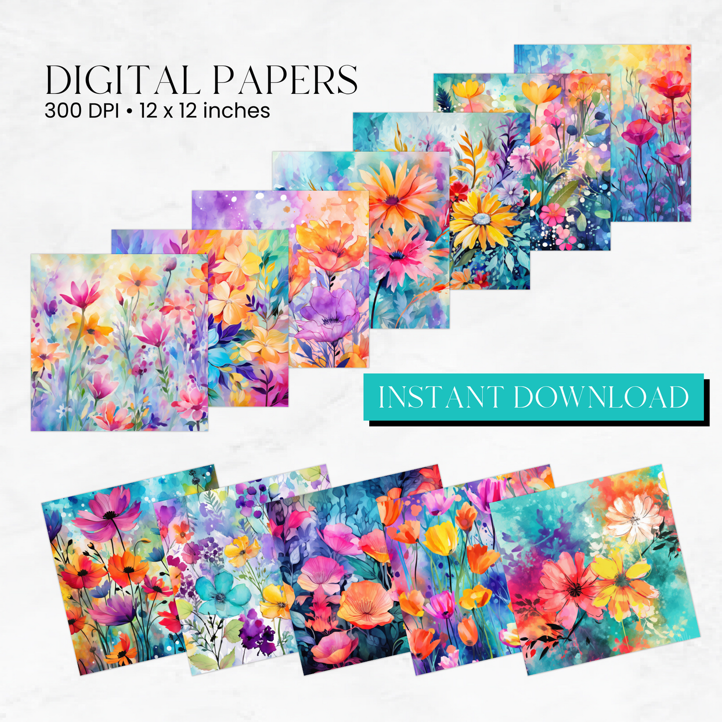 Watercolor Florals Digital Papers