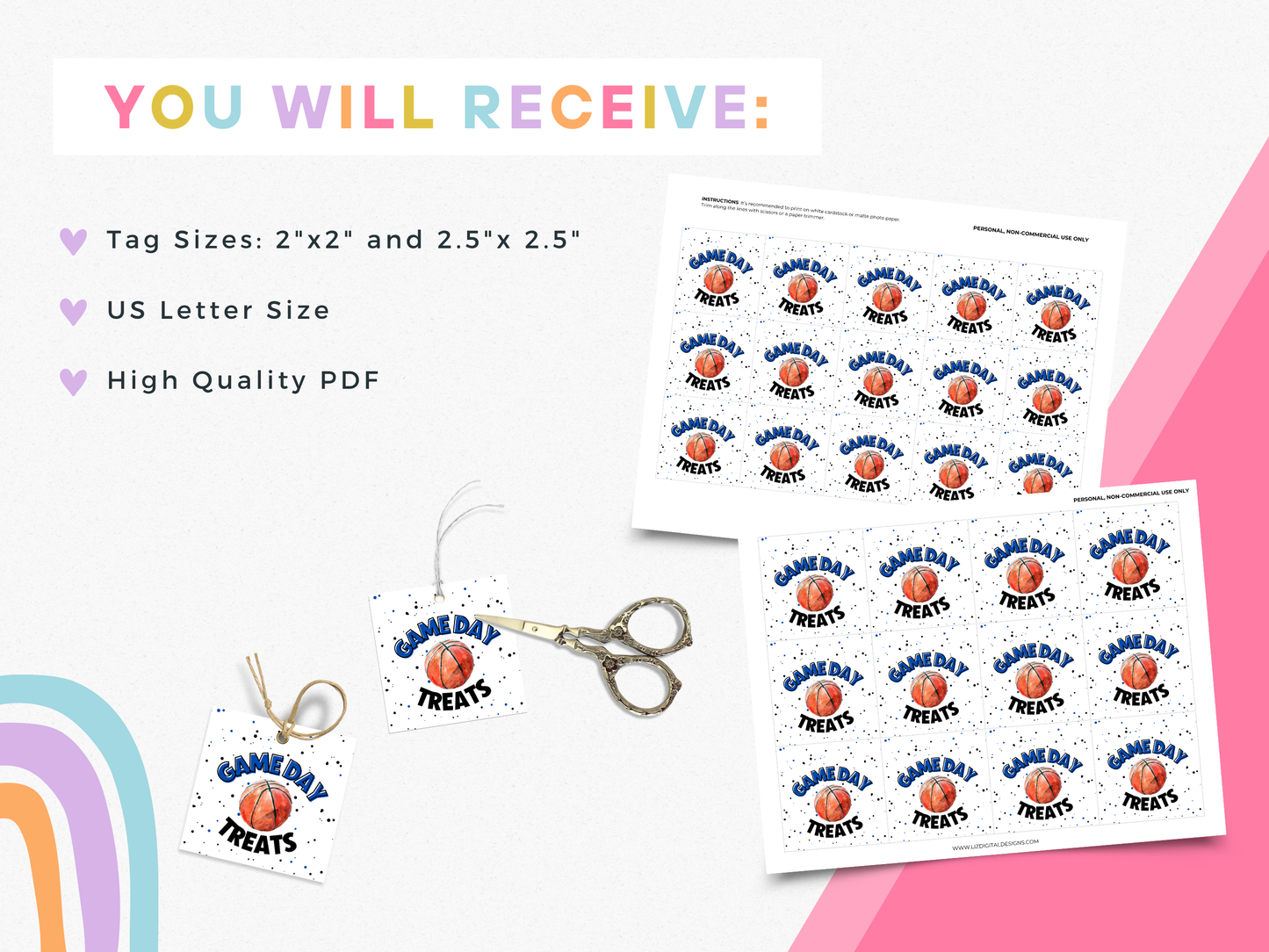 Basketball Game Day Treat Tags