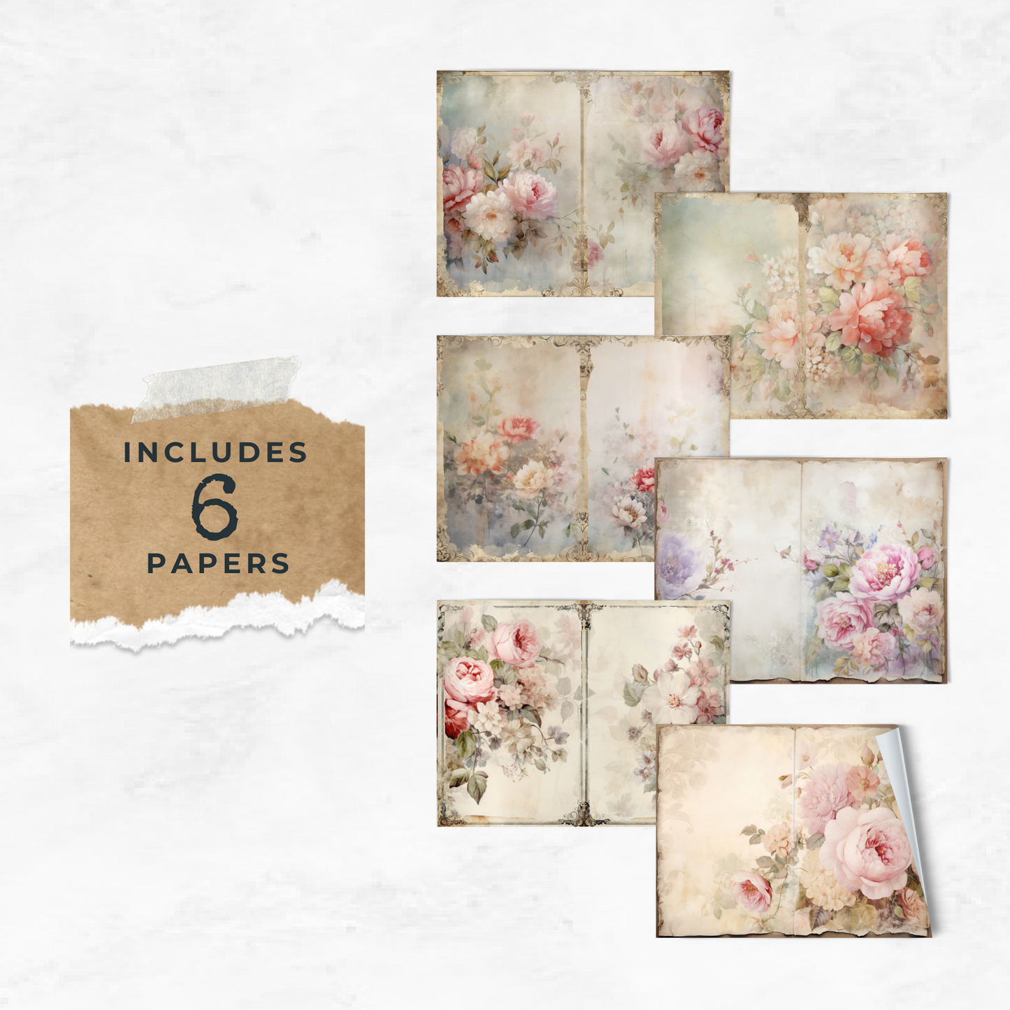 Shabby Chic Florals Vol 1 - Junk Journal & Scrapbooking Papers