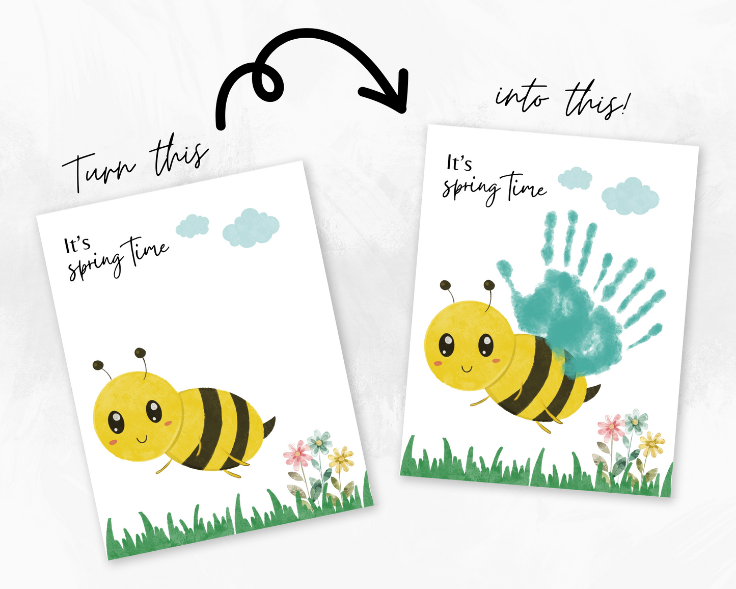 Spring Bee Handprint Art