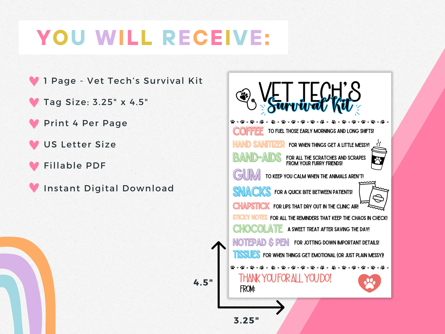 Vet Tech's Survival Kit Tags