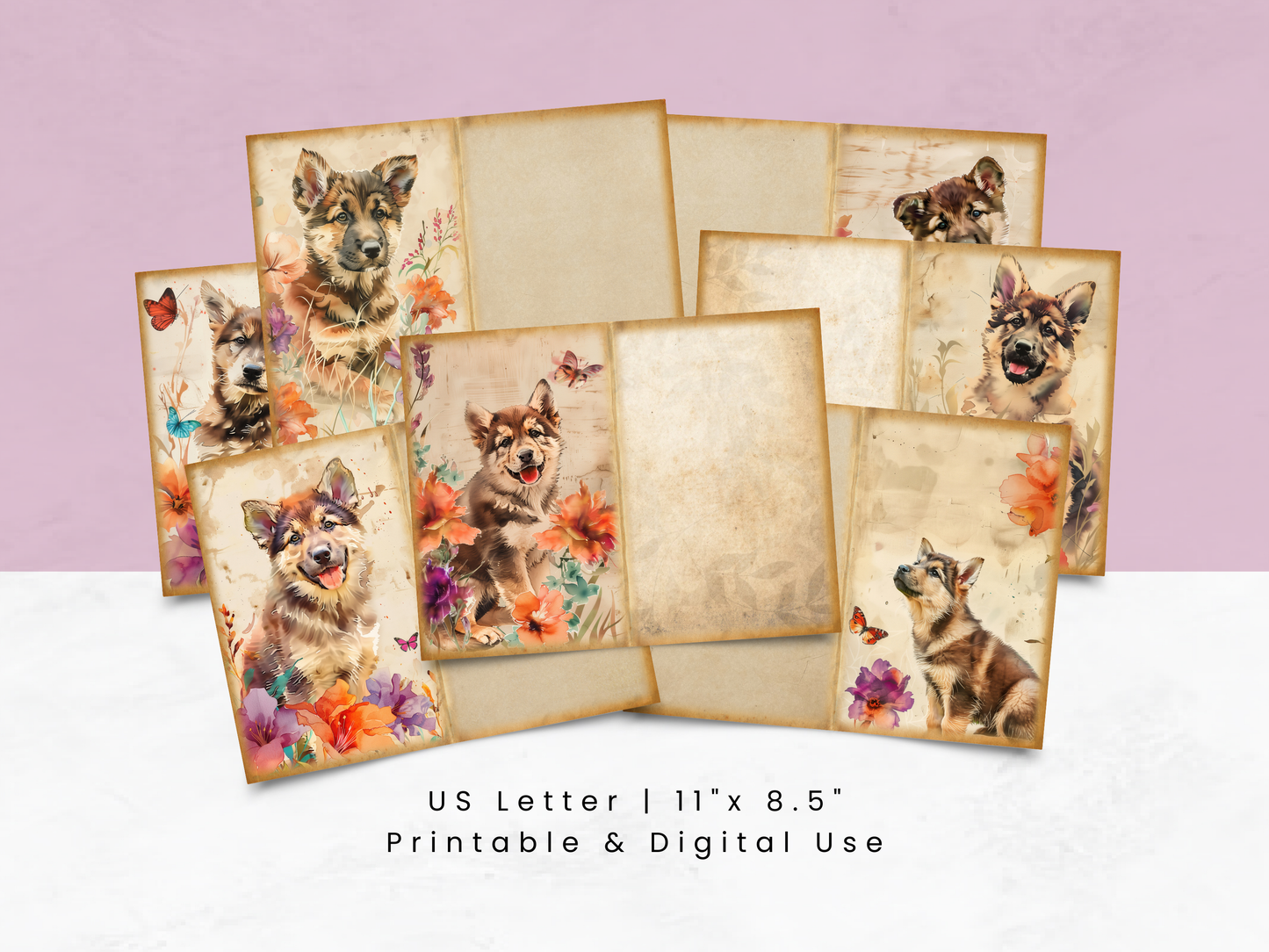 German Shepherd Puppy Vol 2 - Junk Journal & Scrapbooking Paper
