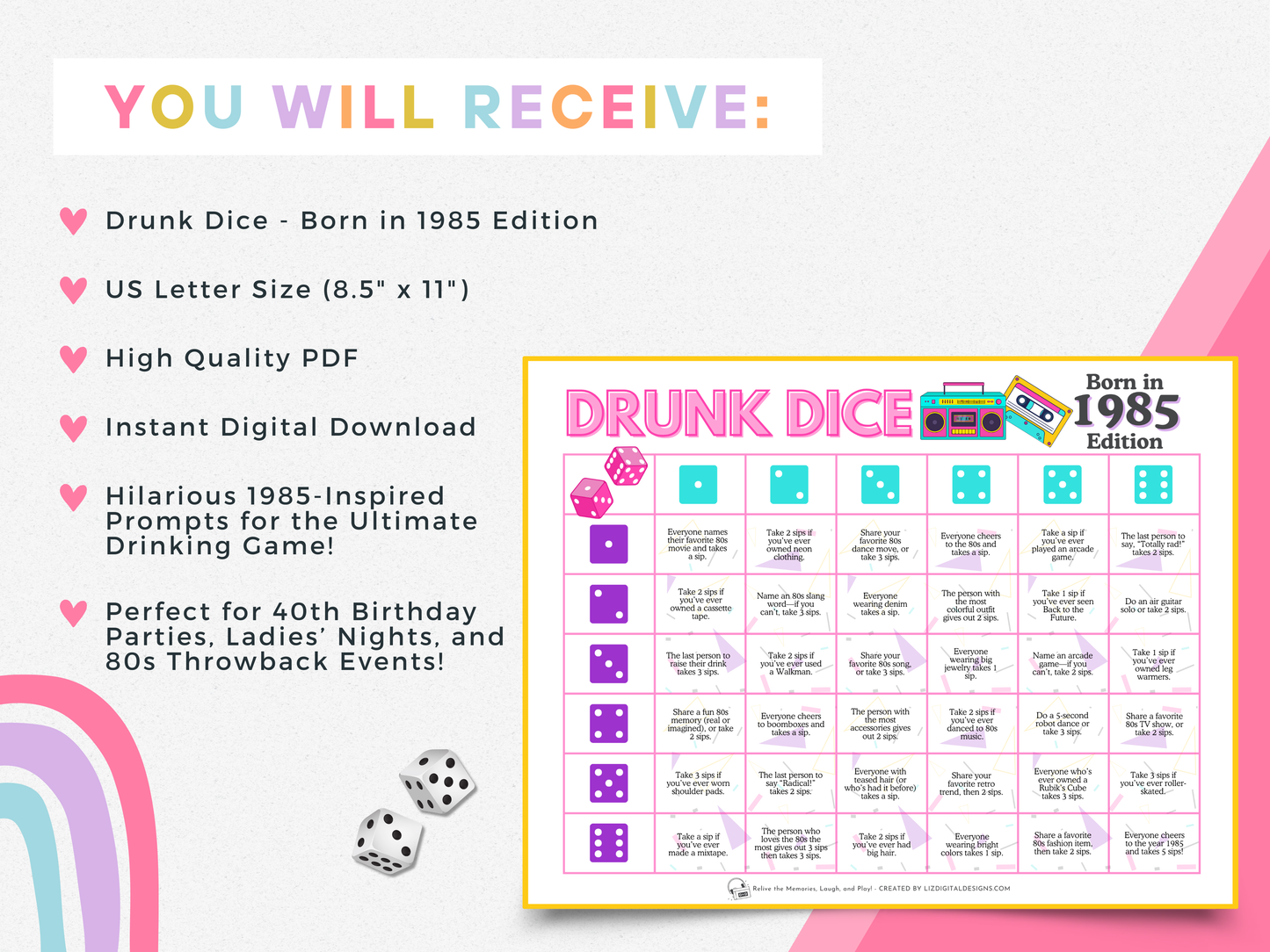 Drunk Dice - Born in 1985 Edition
