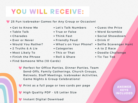 Icebreakers Party Game Pack (25 Games)