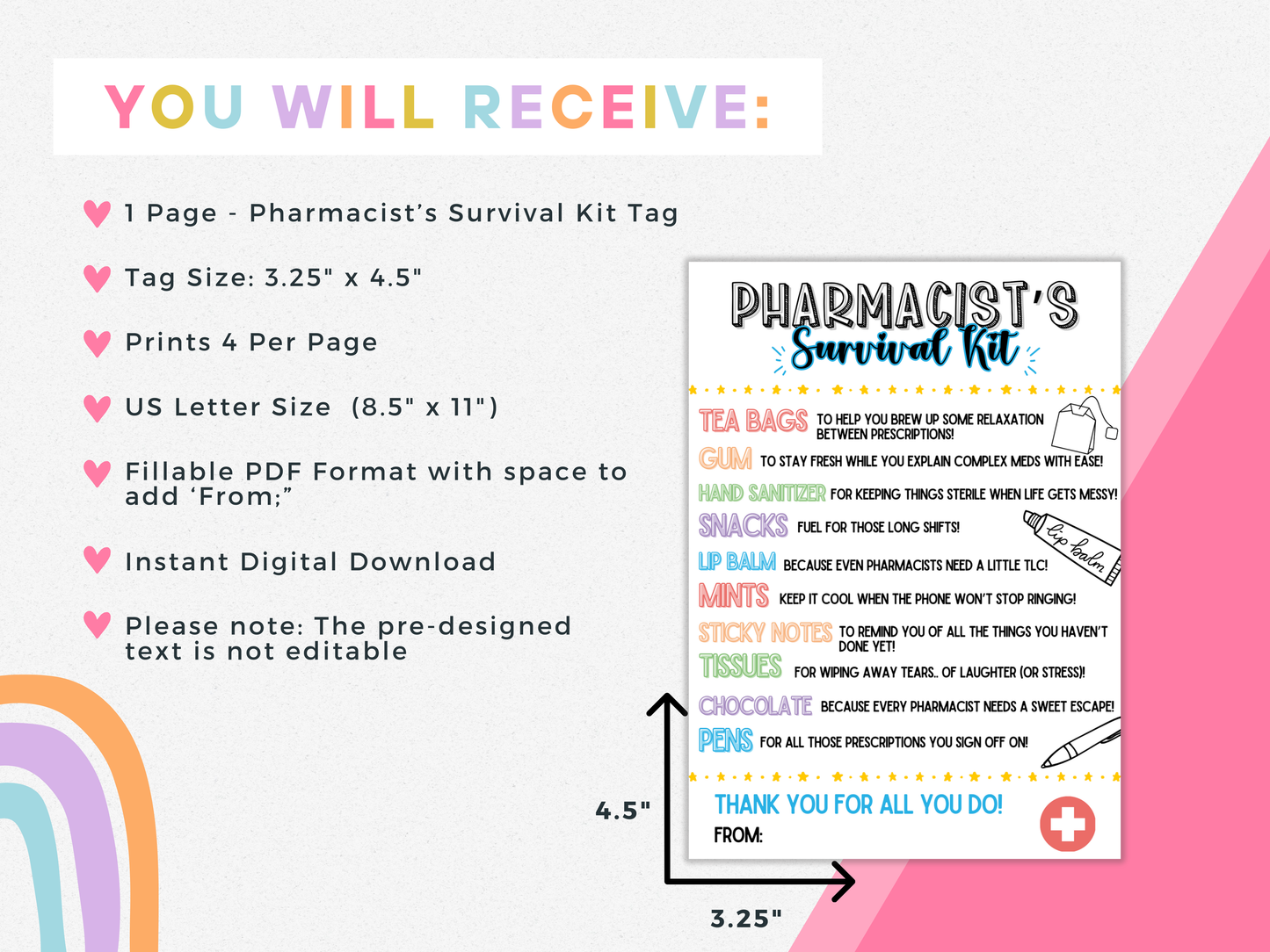 Pharmacist's Survival Kit Tags