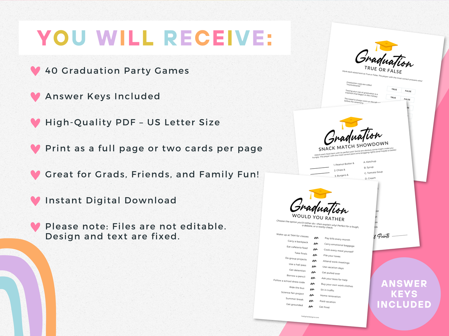 Graduation Party Game Pack