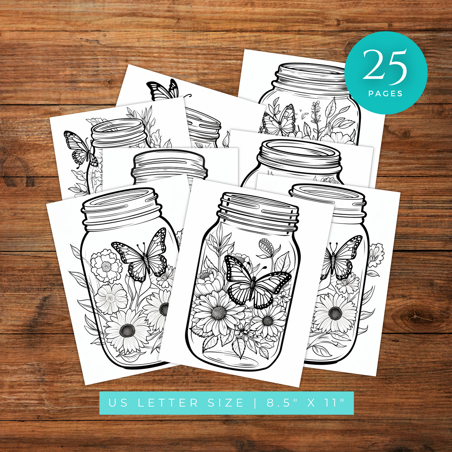 Butterflies in Jars - Coloring Book