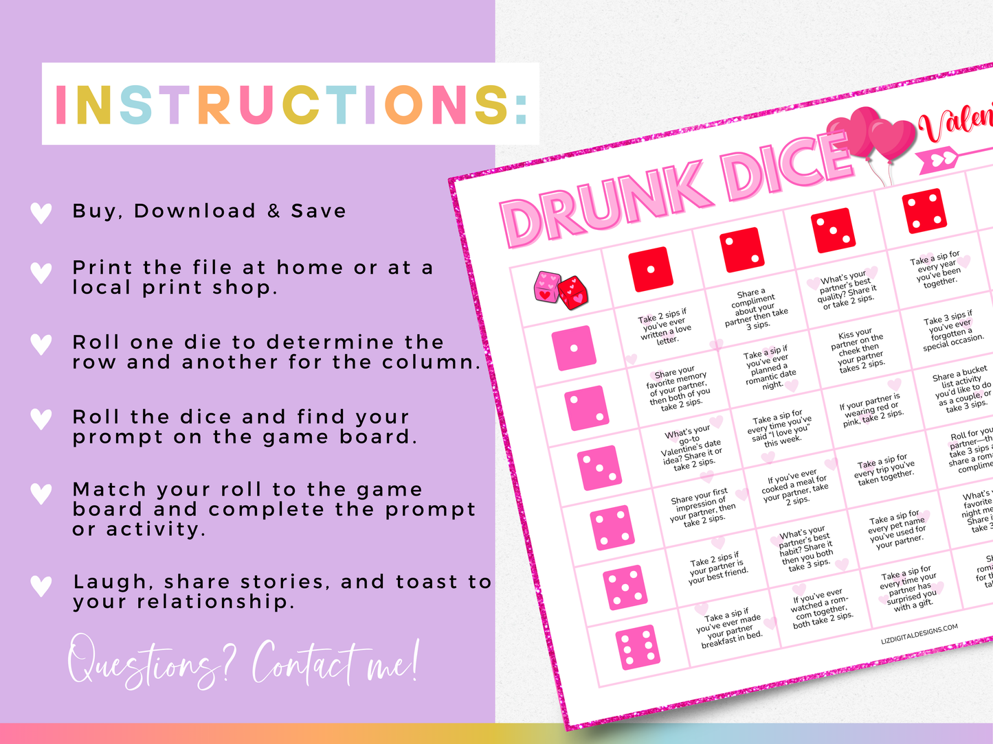 Drunk Dice - Clean Valentine's Day Edition