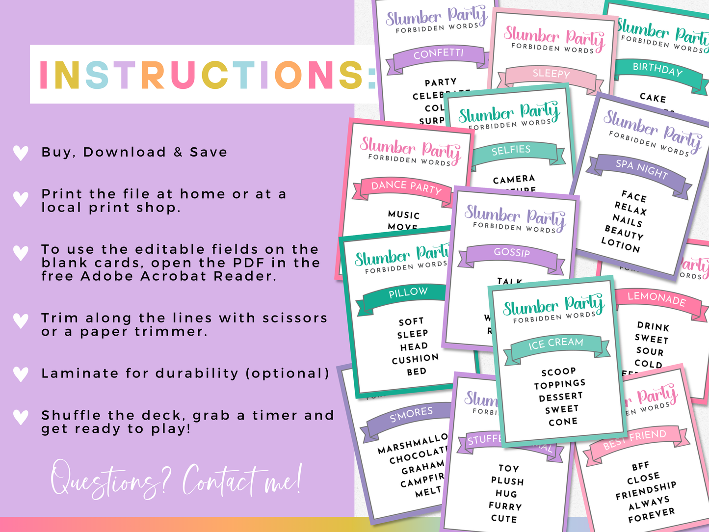 Slumber Party Forbidden Words Game