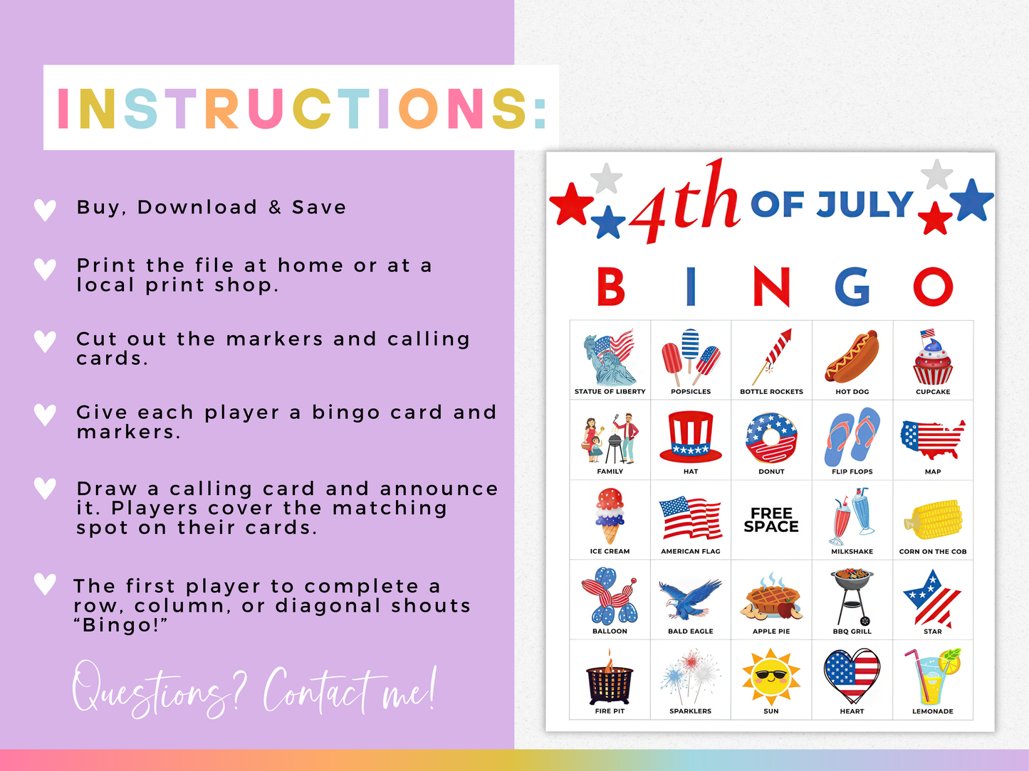 4th of July Bingo Cards