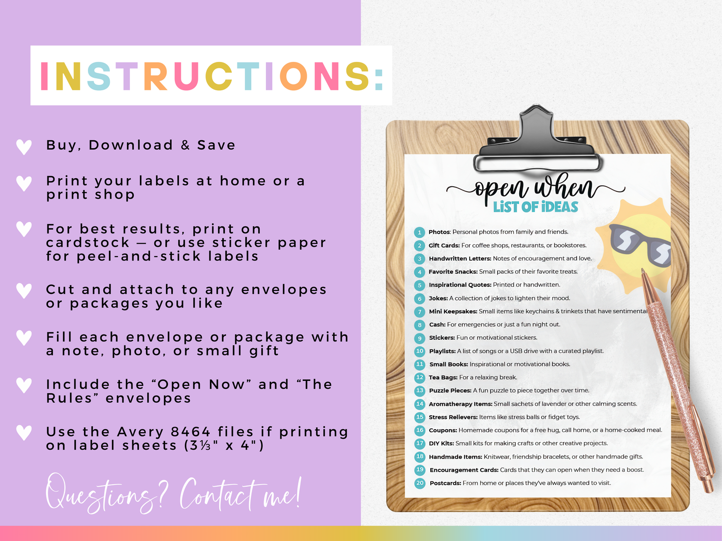 "Open When" Labels for College Students