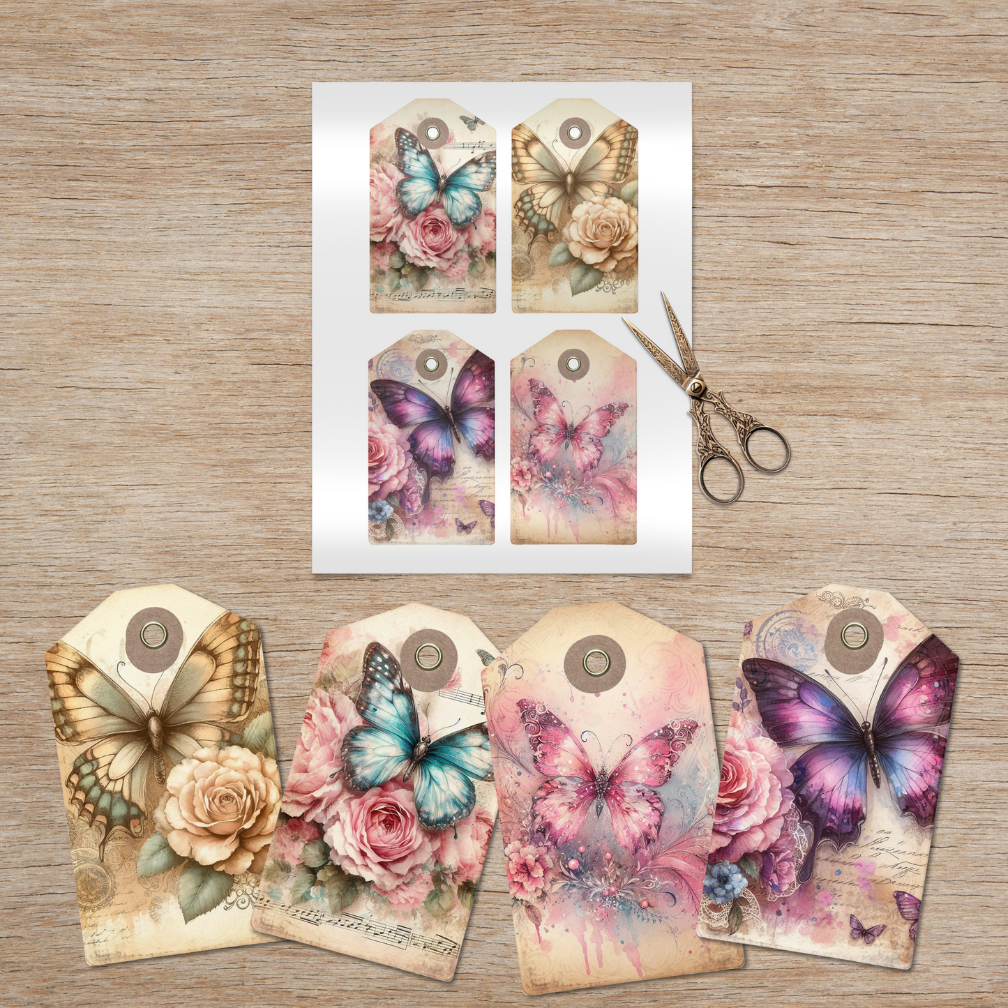 Butterflies & Florals - Junk Journal Tags