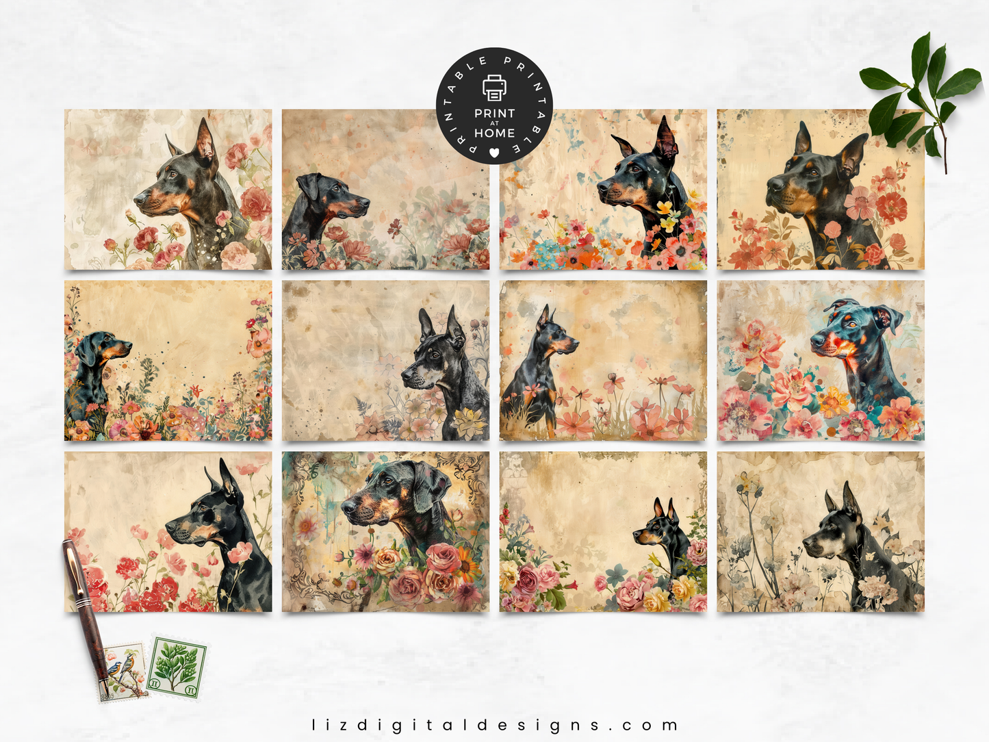 Doberman Pinschers Vol 2 - Junk Journal & Scrapbooking Paper